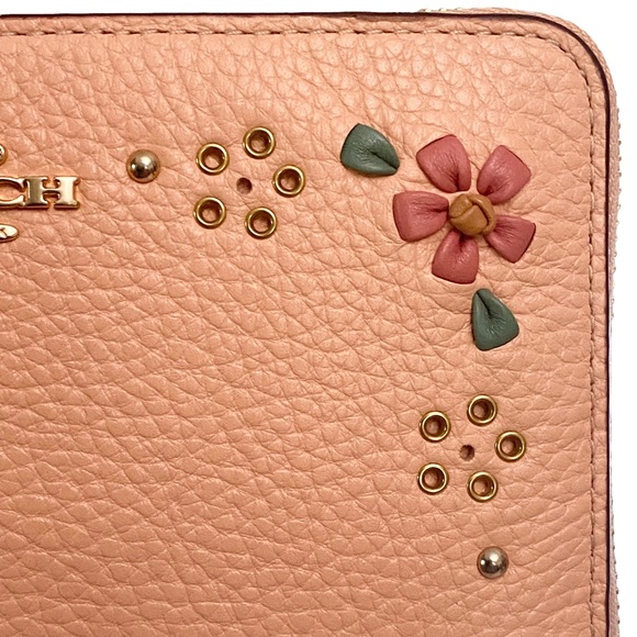 Coach Medium Id Zip Wallet With Floral Whipstitch #CA025 - Picture 4 of 12